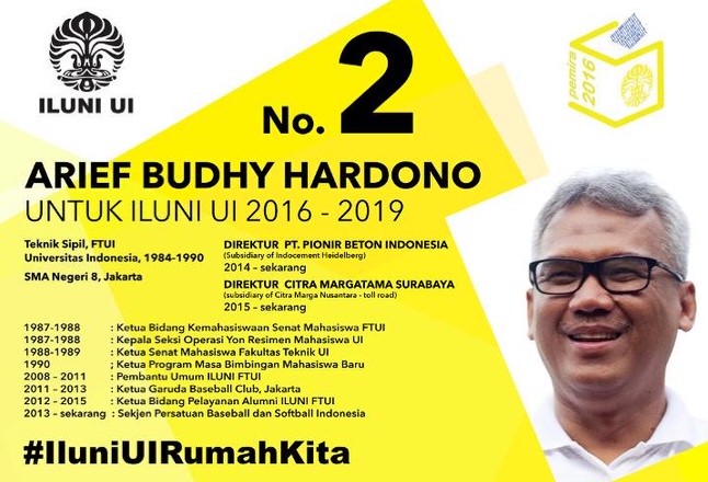 Inilah Arief Budhy Hartono, Ketua Umum ILUNI UI yang terpilih melalui iVote.