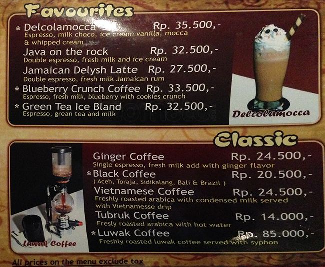 Banyak pilihan makan dan minuman di cafe-cafe yang ada di Depok.