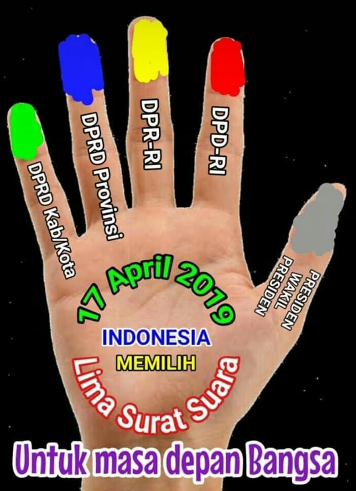 Warna kartu suara pada Pemilu 17 April 2019 mendatang. 